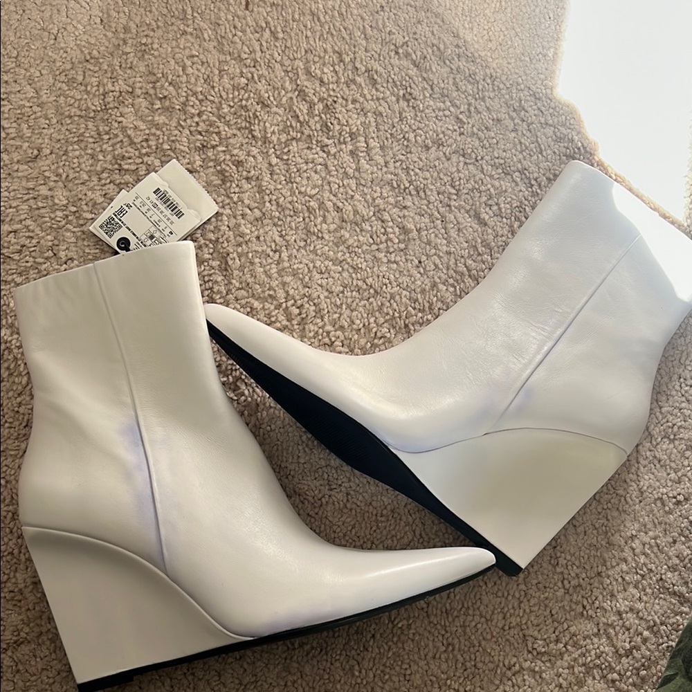 White Wedge Ankle Boots